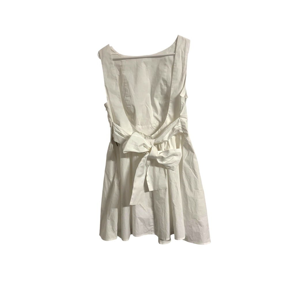 Wild Fable Womens White Open Back Bow Mini Dress Sleeveless Poplin Large NEW